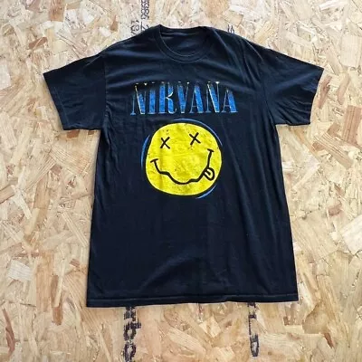 Buy Nirvana T Shirt Medium M Slim Fit Black Mens Graphic Band Music • 7.99£