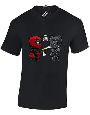 Buy Bad Kitty Mens T-shirt Funny Panther Dead Mash Up Joke Top Black Fan Gift • 8.99£