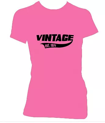 Buy Vintage 1971 Cool Logo Ladies T-SHIRT ALL SIZES # Pink • 14.95£