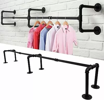 Buy Metal Pipe Clothes Rail Shelf Clothing Rack Home Shop Hanging Display 83/184CM • 26.99£