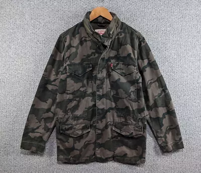 Buy LEVI'S San Francisco Green Military Style Camo Jacket Coat W/ Removable Hood - M • 64.50£