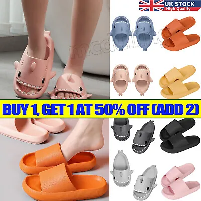 Buy Adult Kid Thick Sole Shark Anti Slip Slippers In/Outdoor Sliders Sandals Soft UK • 5.99£