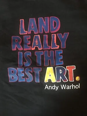 Buy Andy Warhol 'land Is The Best Art' Black Large Cotton T Shirt • 15£
