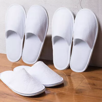 Buy 5-30 Pairs Spa Hotel Guest Slippers Closed Toe Towelling Disposable Terry Style • 8.15£