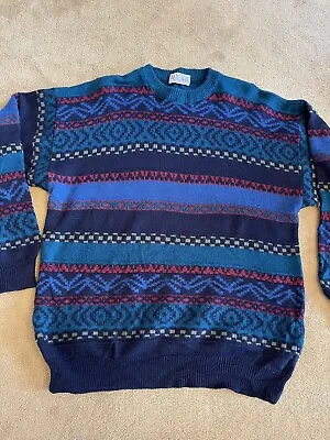 Buy Vintage 1980s Allora By Bosch Textil Wool  Made In Italy Knit Multi Jumper L • 20£