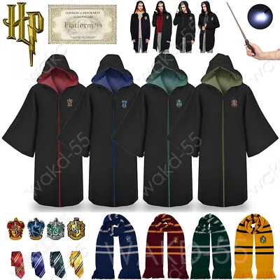 Buy Harry Potter Gryffindor Ravenclaw Hufflepuff Robe Cloak Tie Costume Wand Scarf • 8.59£