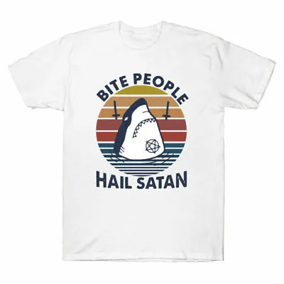 Buy Hail People Bite Satan Vintage Tee Men's Shirt Shark Retro T Short Funny Sleeve • 13.99£