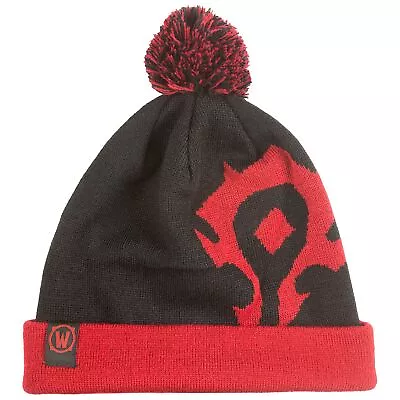 Buy Merch World Of Warcraft - Horde Pom Beanie Hat (Black/Red) /Merchandise NEW • 16.46£