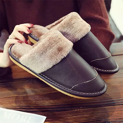Buy Men Slippers Big Sizes Leather Home Indoor House Slippers • 17.99£