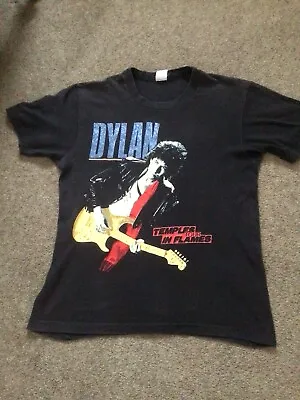 Buy Bob Dylan, Vintage, Temples In Flames Tour, Europe 1987 T Shirt. Size M. • 55£