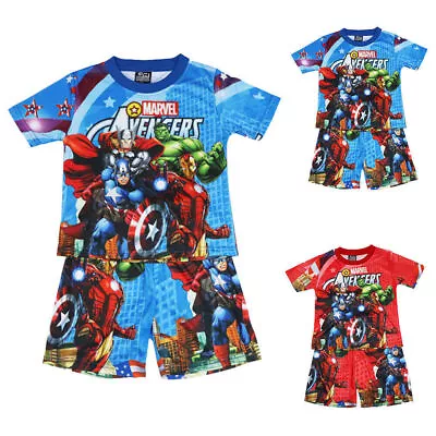 Buy Superhero Avengers Boy Kid Short Sleeve T-shirt Shorts Set Summer Outfit Clothes • 6.49£