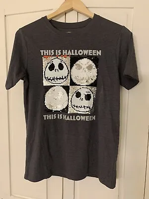 Buy Tim Burtons Nightmare Before Christmas Halloween Sequin Graphic T Shirt Youth XL • 14.20£