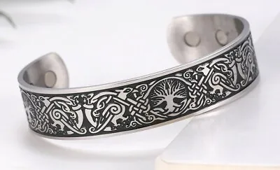 Buy Viking Tree Of Life Cuff Bracelet,Celtic Stainless Steel Bracelet, Health Bangle • 13.95£