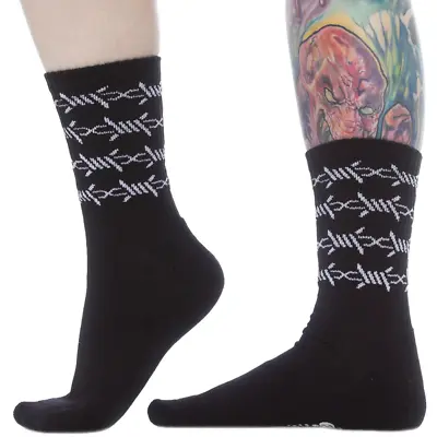 Buy Sourpuss Barbed Wire Crew Socks Alternative Womens Clothing • 14.20£