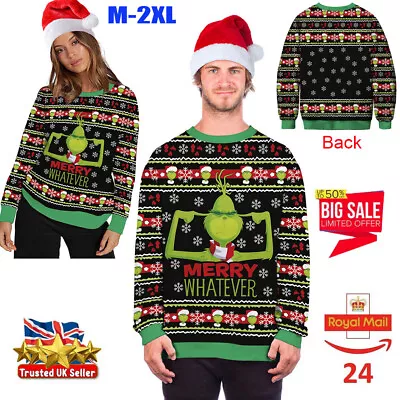 Buy Unisex Mens Women The Grinch Christmas Jumper Xmas Couple Ugly Sweater Top. • 15.10£