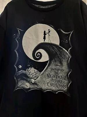 Buy HARDLY WORN Tim Burton The Nightmare Before Christmas Black Tshirt Size 20/22 • 2.99£