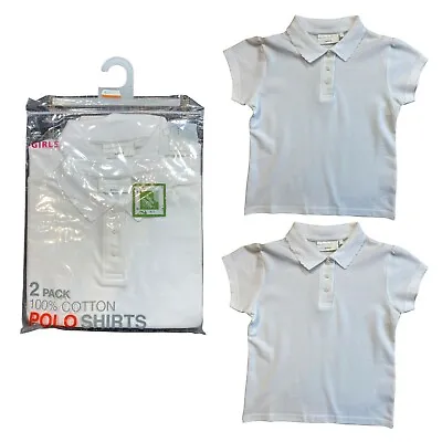 Buy Polo Girls TShirt 2 Pack White School UK Nxt Store 3-16 Year 100% Cotton • 7.59£