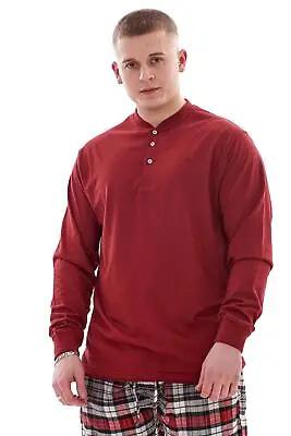 Buy Mens Casual Shirts Jersey Cotton Henley Long Sleeve Ribbed Cuff Tops T-shirts • 9.95£