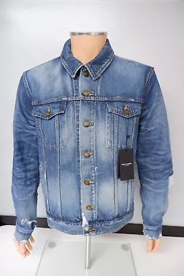 Buy Saint Laurent NEW Denim Jacket Mens Size S BNWTS P2P 20” Inches Coat Destroyed • 389.40£