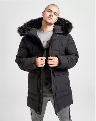 Buy Status Acker Parka Jacket For Men. SIZE XL, Black Fur Trim Hood • 60£