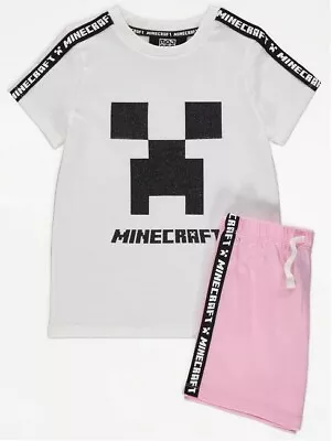 Buy Girls Minecraft George Pyjamas Short Sleeve Top & Shorts Age 4 - 5 Years • 9.95£