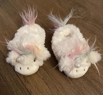 Buy Girls Next Unicorn Slippers Infant Size 3 White And Pink Fleece Lined • 5£