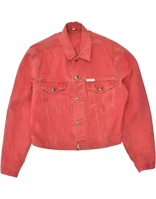 Buy VINTAGE Womens Denim Jacket UK 14 Medium Red Cotton BF08 • 31.31£