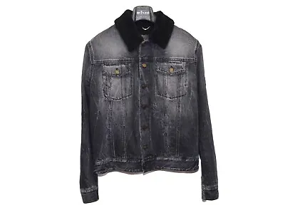 Buy RRP4500$ Men's Saint Laurent Paris Denim Shearling Jacket M-L Dark Gray Italy • 554.10£