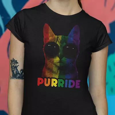 Buy Gay Pride Purride T-Shirt Top - Funny Fun Cat LGBTQ Flag Rainbow Cool Unisex • 8.99£