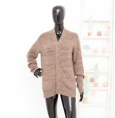 Buy ACNE Singer Cardigan Wool Mohair Brown Marl Long Sweater Oversized S • 39.95£