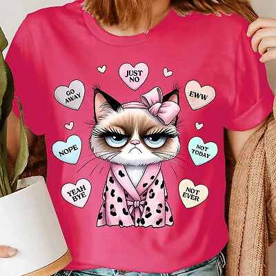 Buy Valentines Conversation Hearts Funny Cat Girlfriend Gift Womens T-Shirts Top#DHK • 9.99£