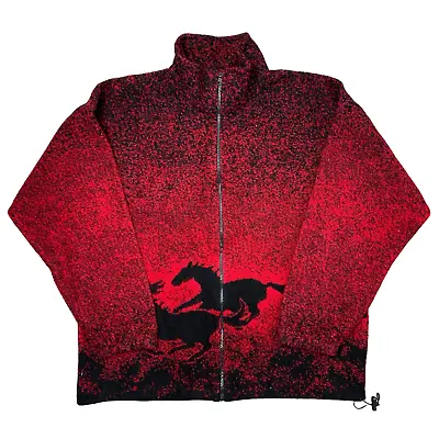 Buy Wildlife Multicoloured Fleece Jacket Made In USA Horses Mens Large • 39.99£