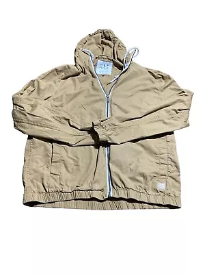 Buy Denim & Flower Womens Windbreaker Jacket Size M Brown Zip Front Hooded Pockets • 14.21£