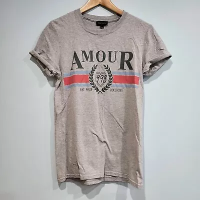 Buy Topshop Grey 'Amour' T-shirt - Size S, Good Condition • 7£