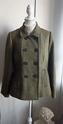Buy Joules Bramble Tweed Wool Blazer Field Coat Ladies UK 12 Toad Green Equestrian • 69.99£