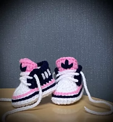Buy Crochet Baby Shoes Handmade Crochet Wool Baby Booties Sneakers Slippers • 5.99£