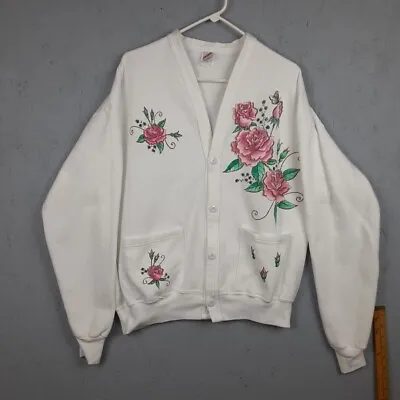 Buy Vintage Jerzees Cardigan Womens One Size Fits Most Floral Cottage Grandma Classi • 53.58£