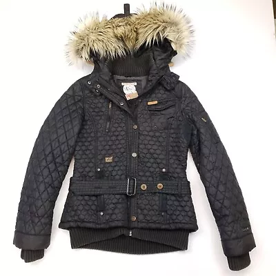 Buy KHUJO Womens Winter Jacket Large Slim Fit Black Quilted Padded Parka Coat • 38.24£