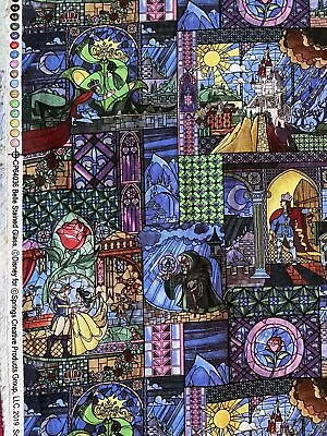 Buy Disney Beauty & The Beast Stained Glass Cotton Fabric FQ Half Metre • 10£