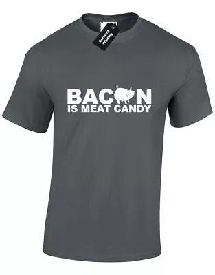 Buy Bacon Is Candy Mens T Shirt Enjoy Love Pig Strips Ham Pork Ron Swanson Eggs Food • 7.99£