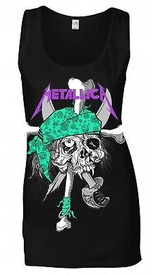 Buy Official Metallica Fluorescent Pirate Ladies Black Vest Top T Shirt Metallica  • 16.95£