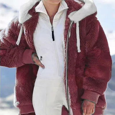 Buy Women Warm Teddy Bear Fluffy Coat Ladies Hooded Fleece Jacket Plus Size Outwear • 15.86£