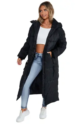 Buy Hooded Maxi Long Coat Ladies Bodywarmer Puffer Padded Long Sleeve Quilted Jacket • 31.99£