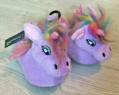 Buy Kids Unicorn Slippers Children's Girls Unisex Size UK13-1 - UK2-3 Purple Rainbow • 12£