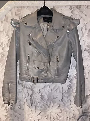 Buy Grey Parisian Biker Jacket Size 8 • 7.50£