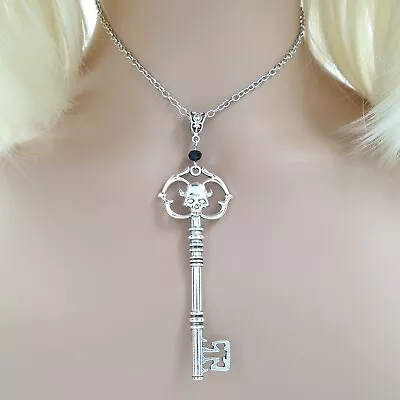 Buy Halloween Goth Magic Silver Key Gothic Demon Skull Head Necklace Jewelry Gift • 5.95£