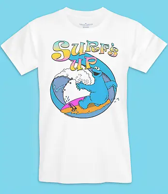 Buy Men's Cookie Monster Surfs Up T Shirt XS S M L XL XXL Retro Christmas Gift Top • 17.99£