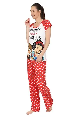 Buy Disney Snow White Dwarfs Grumpy But Gorgeous Ladies Long Cotton Pyjamas UK  • 18.99£