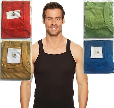 Buy Mens Vest Designer Cut  Organic Cotton Ribbed Thermal Vests RIB GYM TANK TOP • 5.99£