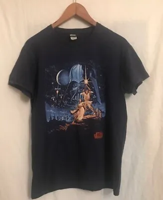 Buy Star Wars T-Shirt Official A New Hope Vintage Poster Movie Large Blue • 10£